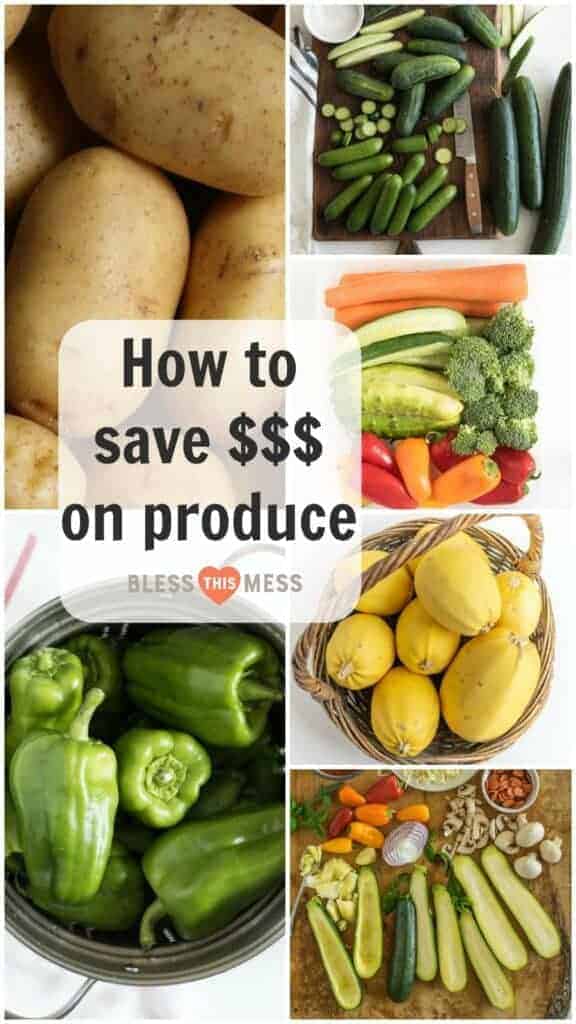 text reads "how to save money when buying produce"