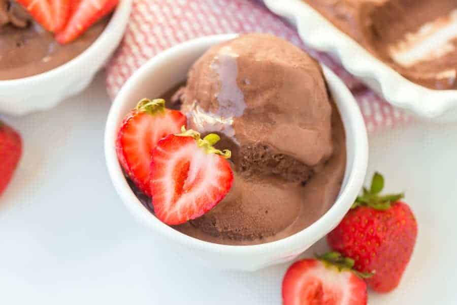 This homemade dark chocolate ice cream is so creamy and luxurious that you'll never go back to the store-bought kind! #icecream #chocolateicecream #icecreamrecipe #homemadeicecream #darkchocolate