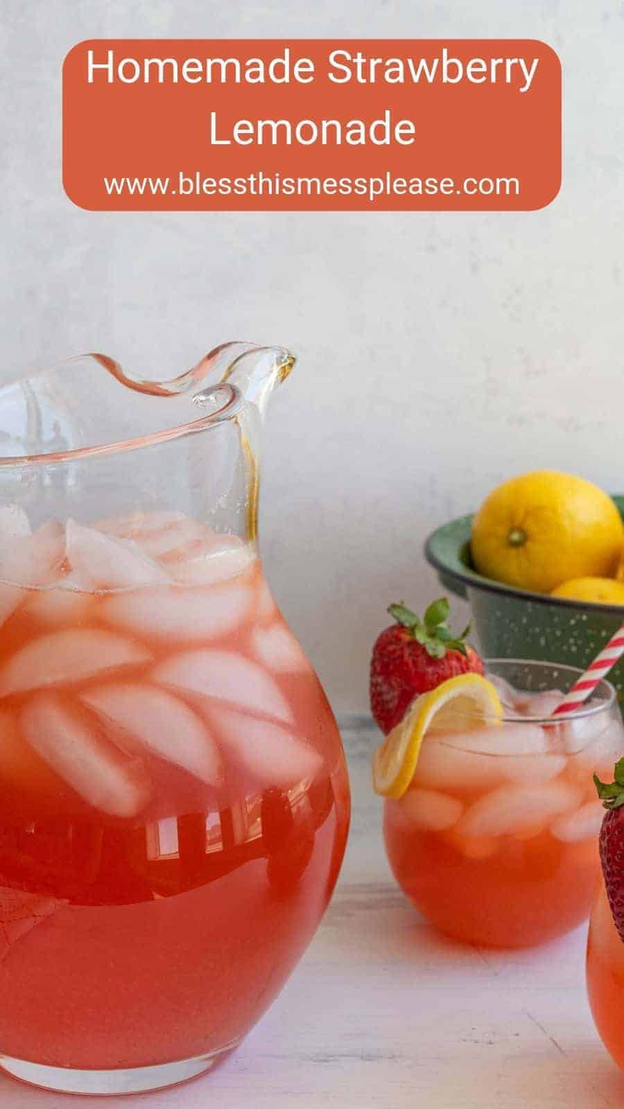 Homemade strawberry lemonade is a sweet and fruity refreshment for hot summer days and long afternoons in the sun! 