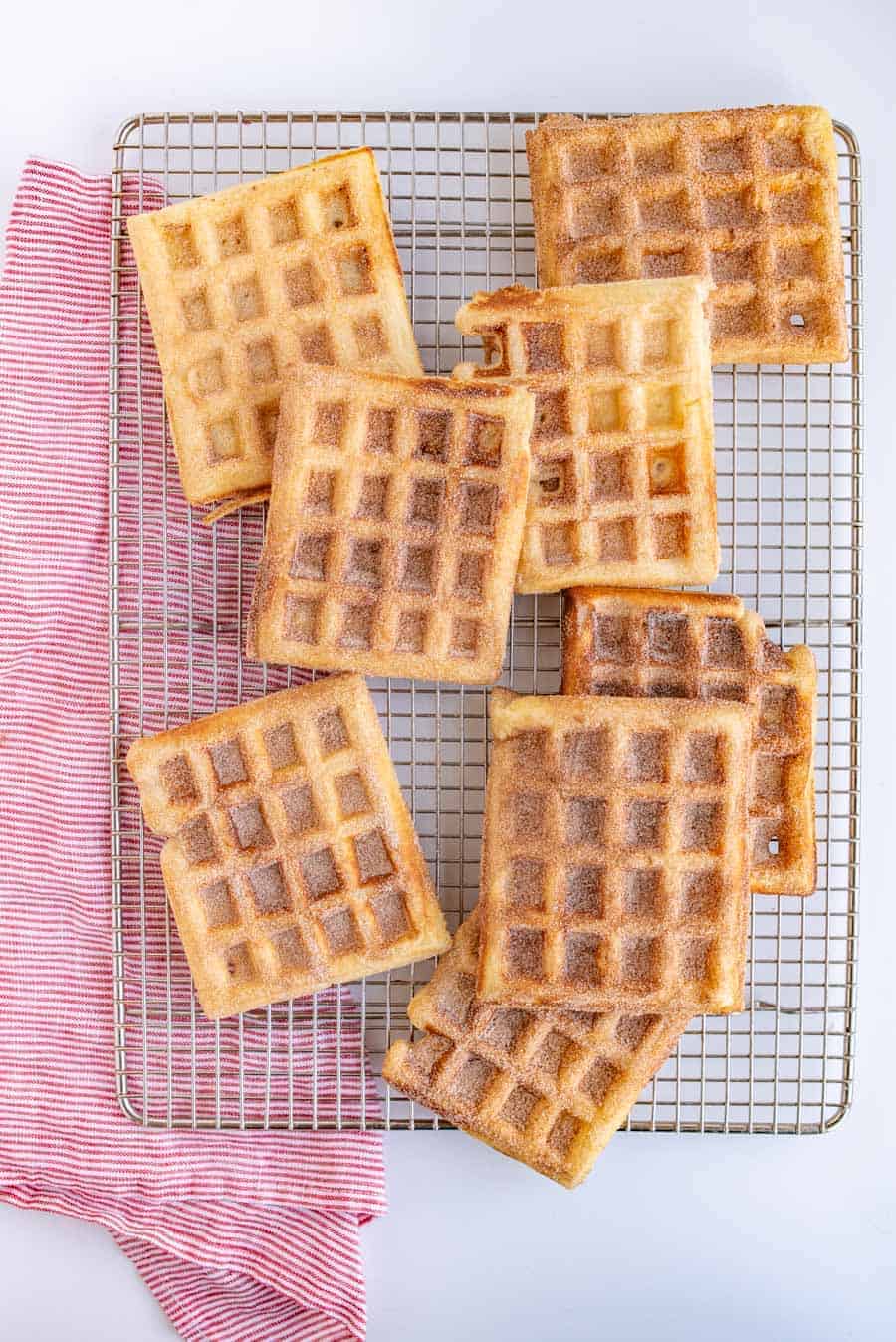 Homemade Churro Waffles with Caramel Sauce