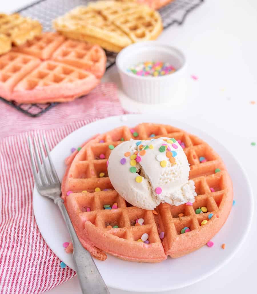 Cake Mix Dessert Waffles with Ice Cream