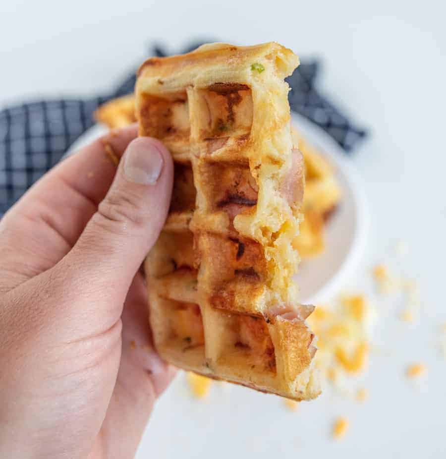 Savory Crispy Ham and Cheese Waffles Recipe