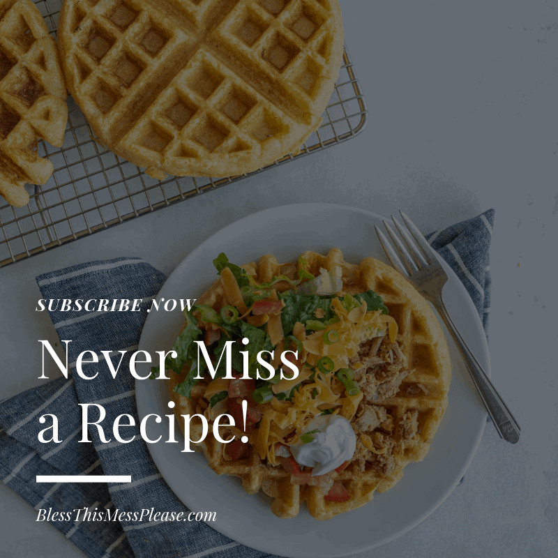 text reads "subscribe now, never miss a recipe"