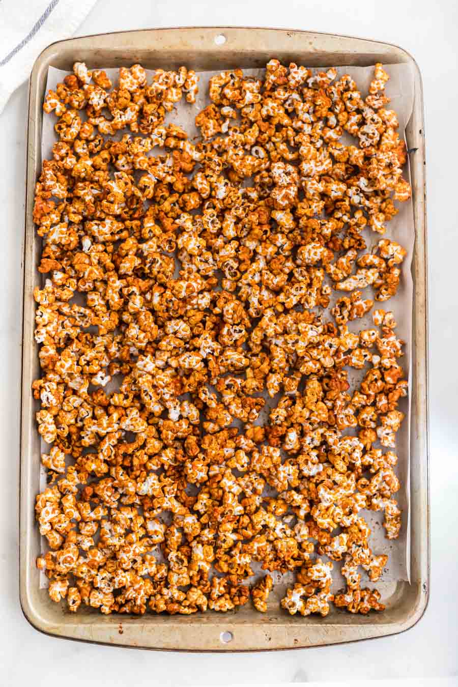 crispy baked caramel corn with healthy honey