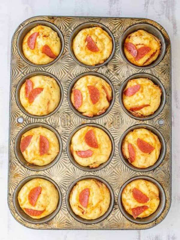 pizza bites in a small muffin tin