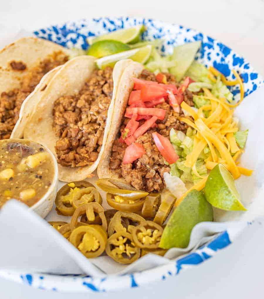 Filling, nutritious, and flavorful, Instant Pot ground turkey and lentil taco filling is a great high-protein alternative to traditional taco meat! #instantpotrecipes #tacos #lentils #groundturkey #healthytacos #lighttacos #turkeytacos #instantpot