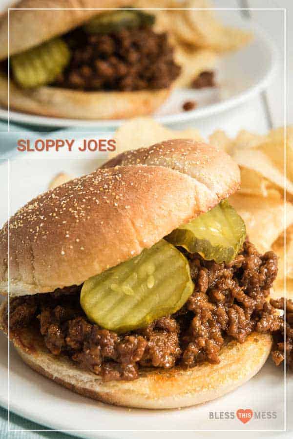 sloppy joes on a white plate