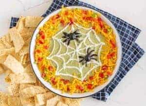 Easy Halloween Spiderweb Bean Dip