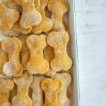 a baking dish with homemade pumpkin dog treats