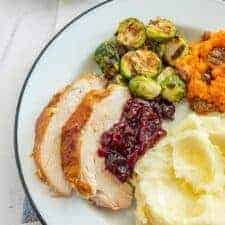 Thanksgiving dinner on a white plate