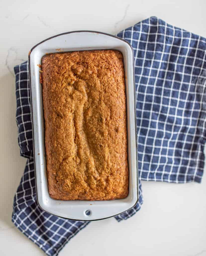 a bread pin of a whole loaf of sweet potato bread