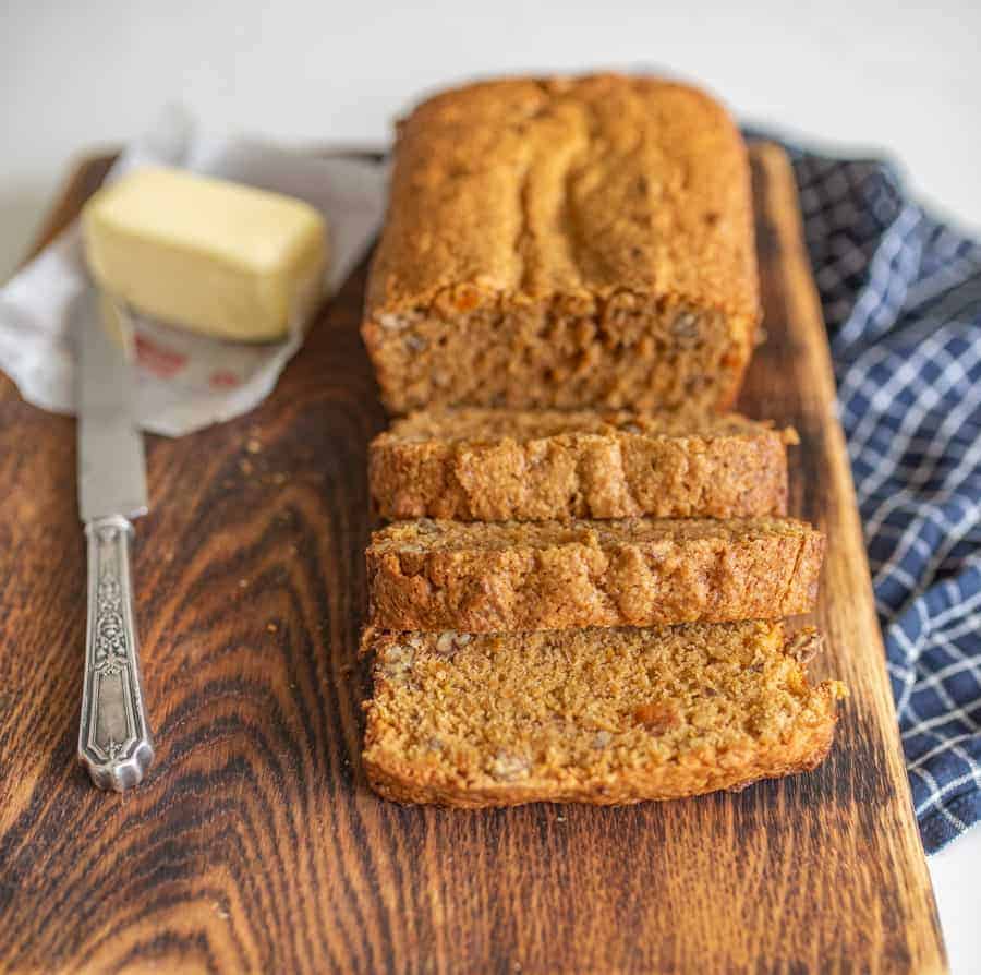 This sweet potato bread is a moist and warming pastry that's the perfect cozy snack or breakfast for cool fall days. If you can make banana bread (which everyone can!), then you'll ace this homemade sweet potato bread recipe that's so simple and tastes like a treat even though there's a veggie-superfood inside! #sweetpotatobread #sweetpotato #baking #homemadebread #sweetpotatorecipes