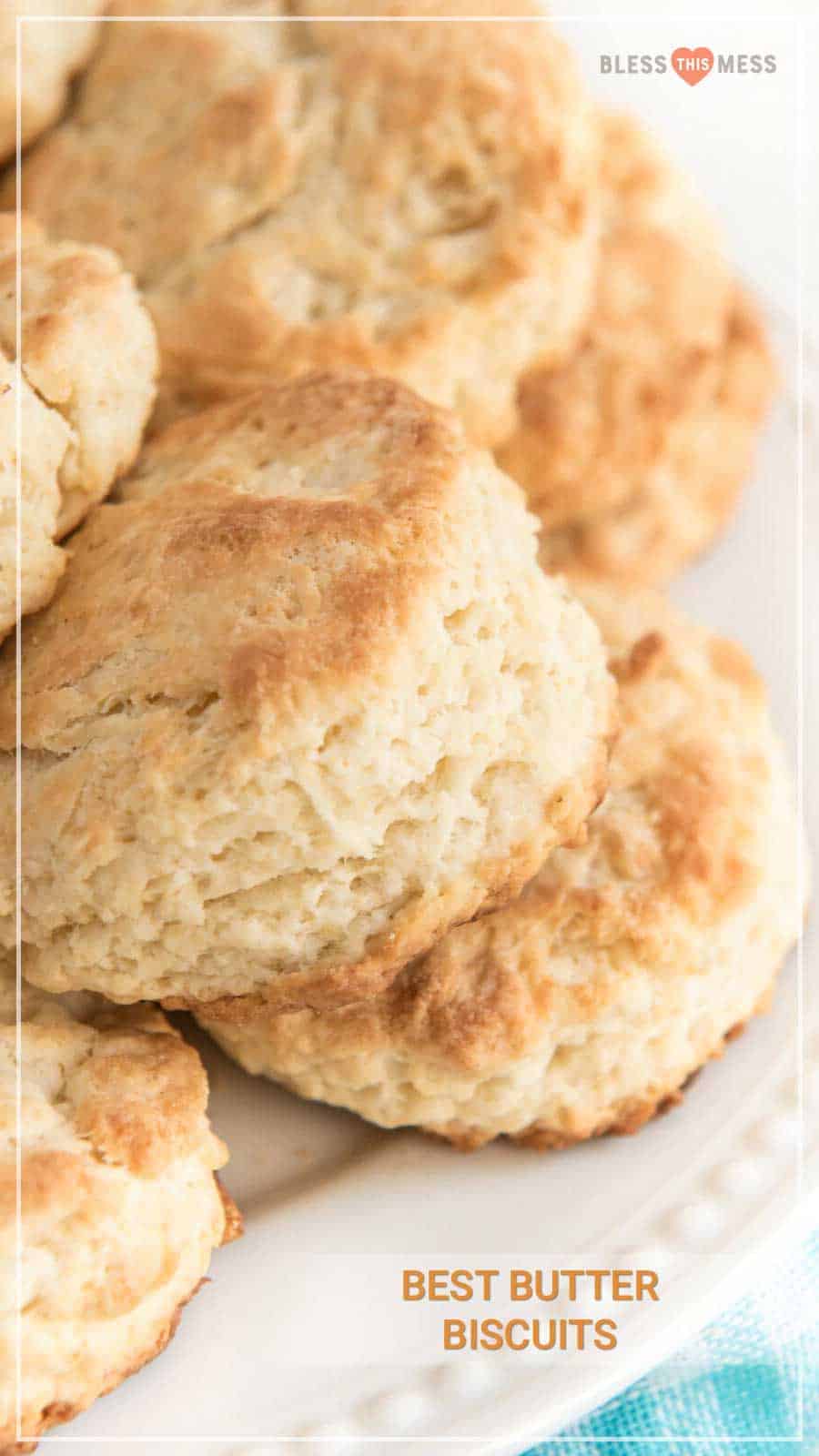 The best butter biscuit recipe EVER, perfect for lazy mornings lounging around the house when all you want is a cozy, comforting breakfast! This is a no-fuss recipe with simple instructions that anyone can make with ease, and they come out fluffy and flaky every time. #biscuits #butterbiscuits #biscuitrecipe #biscuit #homemadebiscuits