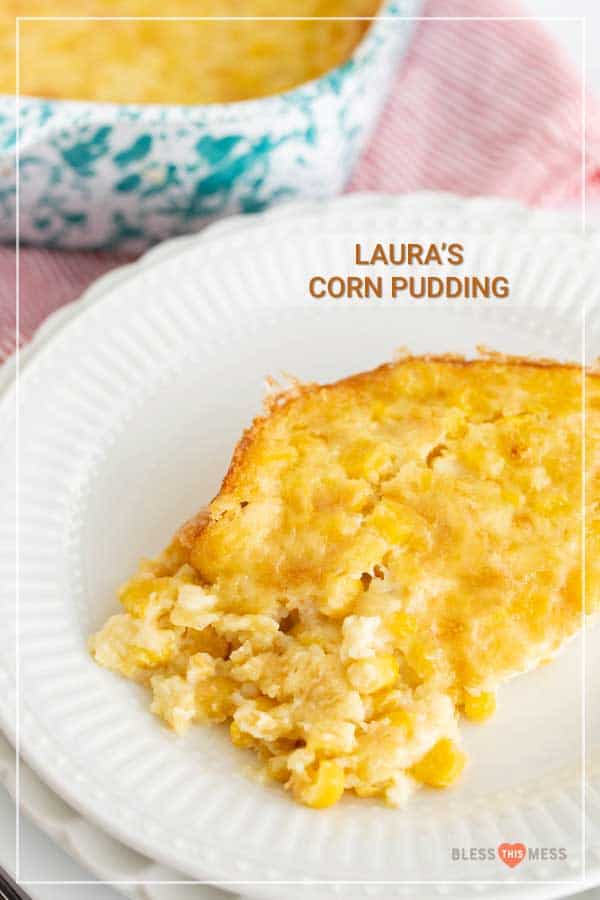 corn pudding on white plate
