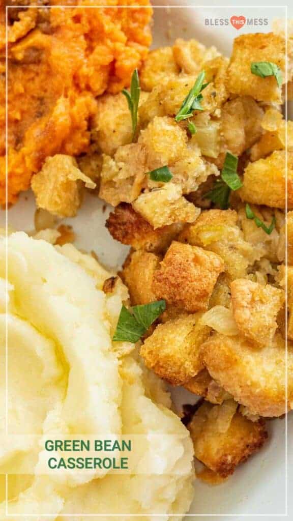 stuffing mashed potatoes and sweet mashed potatoes