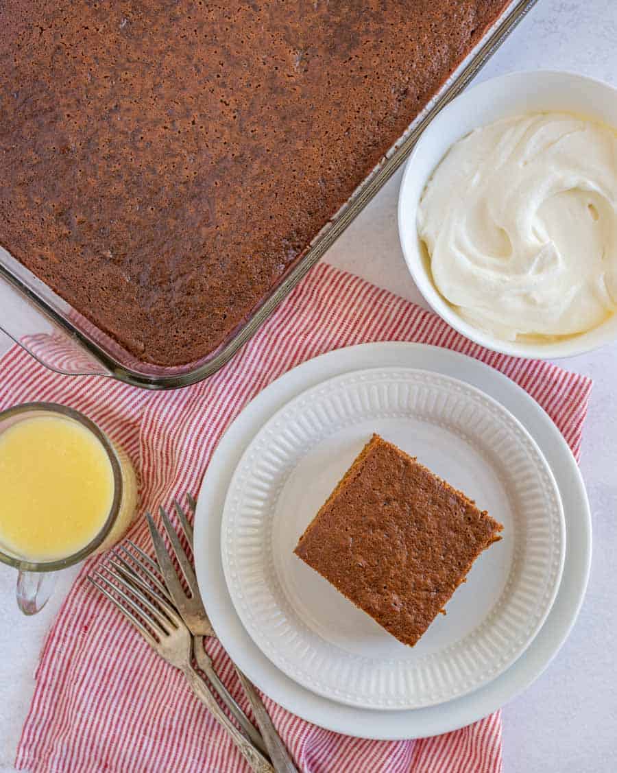 This gingerbread cake made with Bob's Red Mill all-purpose flour is absolutely delicious, easy to make, and the perfect festive holiday dessert to share with loved ones by a cozy fire sipping warm mugs of apple cider. #BobsRedMill #gingerbreadcake #gingerbreadcakerecipe #homemadegingerbreadcake #holidaydesserts #holidaybaking