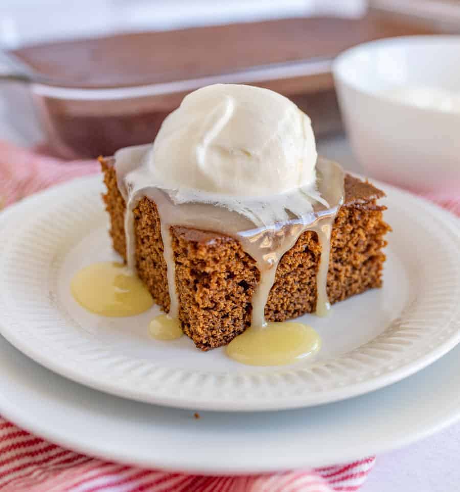 This gingerbread cake made with Bob's Red Mill all-purpose flour is absolutely delicious, easy to make, and the perfect festive holiday dessert to share with loved ones by a cozy fire sipping warm mugs of apple cider. #BobsRedMill #gingerbreadcake #gingerbreadcakerecipe #homemadegingerbreadcake #holidaydesserts #holidaybaking