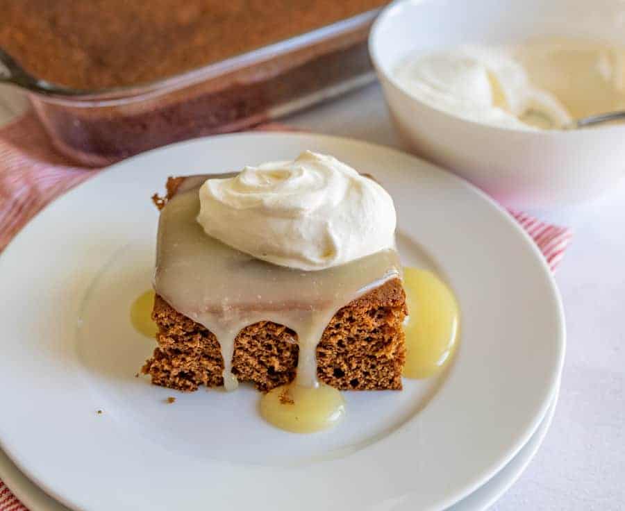 This gingerbread cake made with Bob's Red Mill all-purpose flour is absolutely delicious, easy to make, and the perfect festive holiday dessert to share with loved ones by a cozy fire sipping warm mugs of apple cider. #BobsRedMill #gingerbreadcake #gingerbreadcakerecipe #homemadegingerbreadcake #holidaydesserts #holidaybaking