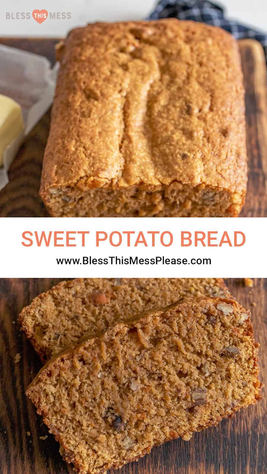 This sweet potato bread is a moist and warming pastry that's the perfect cozy snack or breakfast for cool fall days. If you can make banana bread (which everyone can!), then you'll ace this homemade sweet potato bread recipe that's so simple and tastes like a treat even though there's a veggie-superfood inside! #sweetpotatobread #sweetpotato #baking #homemadebread #sweetpotatorecipes