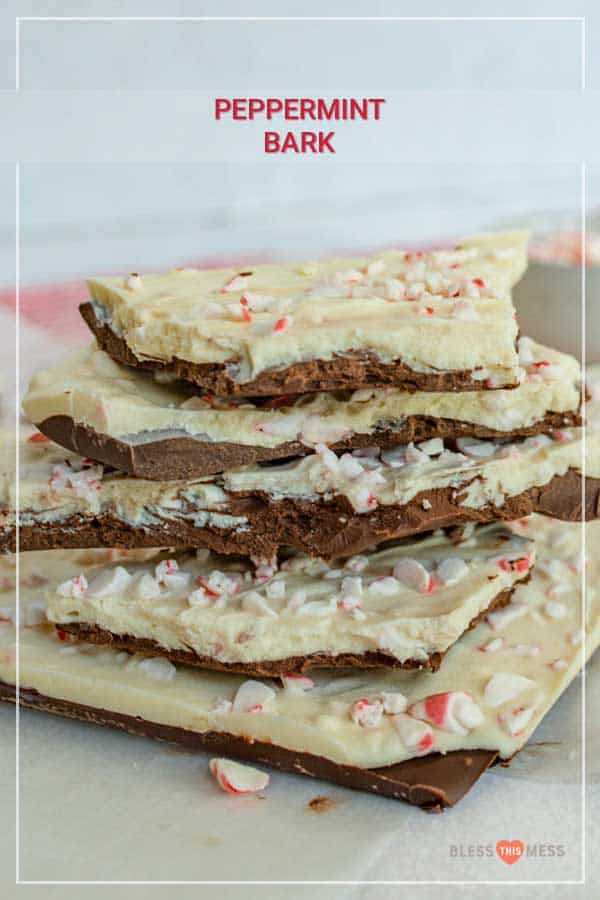 Homemade peppermint bark is the perfect holiday treat that's easy to make and tastes yummy all season long! It's only 3 ingredients and just takes a little time to let the chocolate set -- other than that, it's the easiest holiday sweet treat ever! #peppermintbark #peppermint #mintchocolate #homemadebark #homemadepeppermintbark #peppermintbarkrecipe