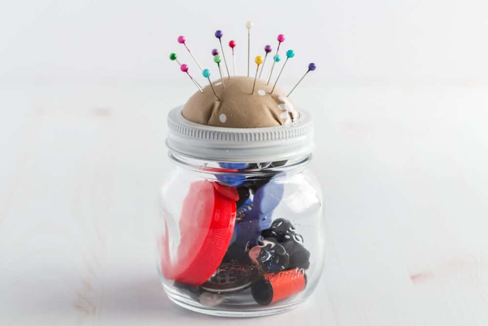 DIY sewing kit in a jar homemade gift