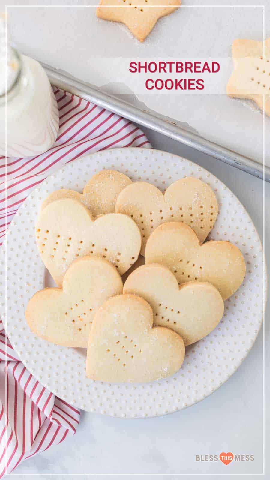 Easy shortbread cookies are crunchy, crumbly, and sweet (both to eat and look at!) and are so simple and fun to bake. You can feel the coziness in your home grow stronger when the wafting smell of these easy cookies fills your space, and it's kinda the best thing ever. #shortbreadcookies #cookies #shortbread #shortbreadcookierecipe #baking #cookierecipe
