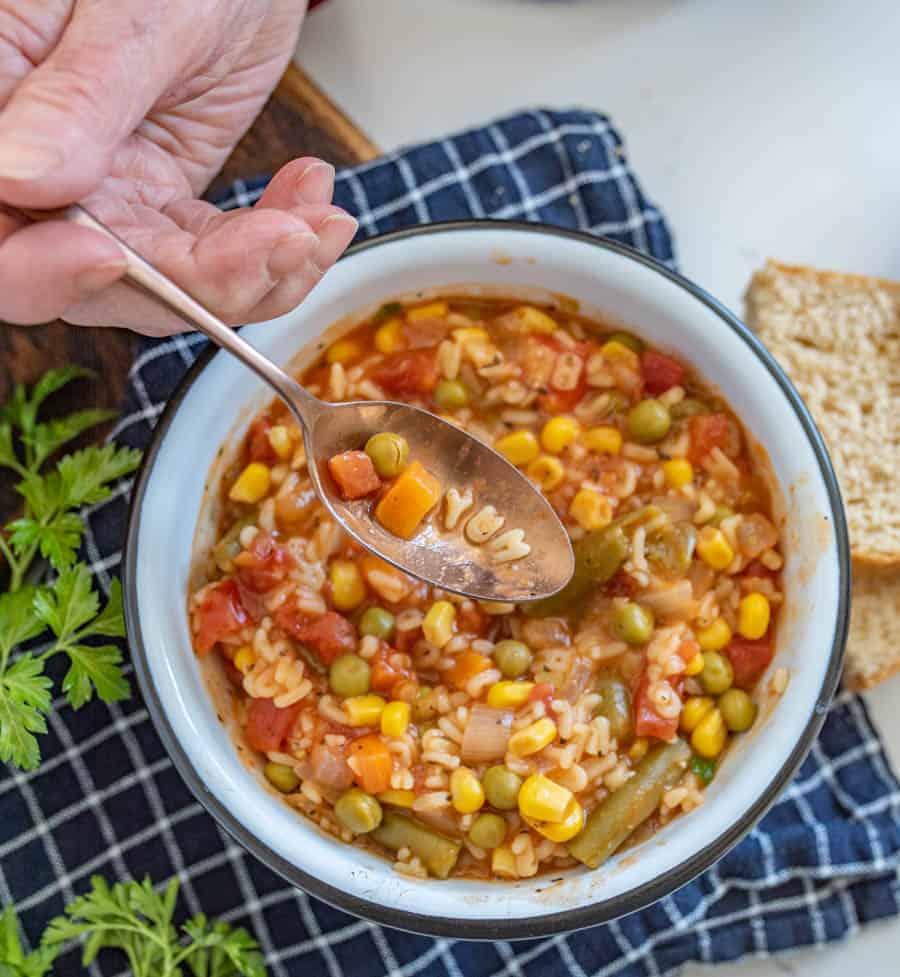 spoonful of alphabet soup spelling YUM