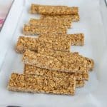 Healthy homemade granola bars on white dish