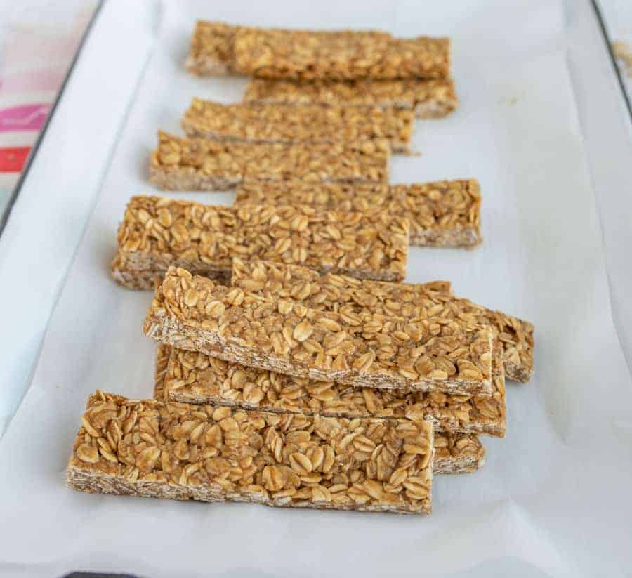 healthy homemade granola bars on white dish