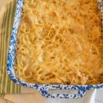 creamy turkey tetrazzini like a casserole in a dish