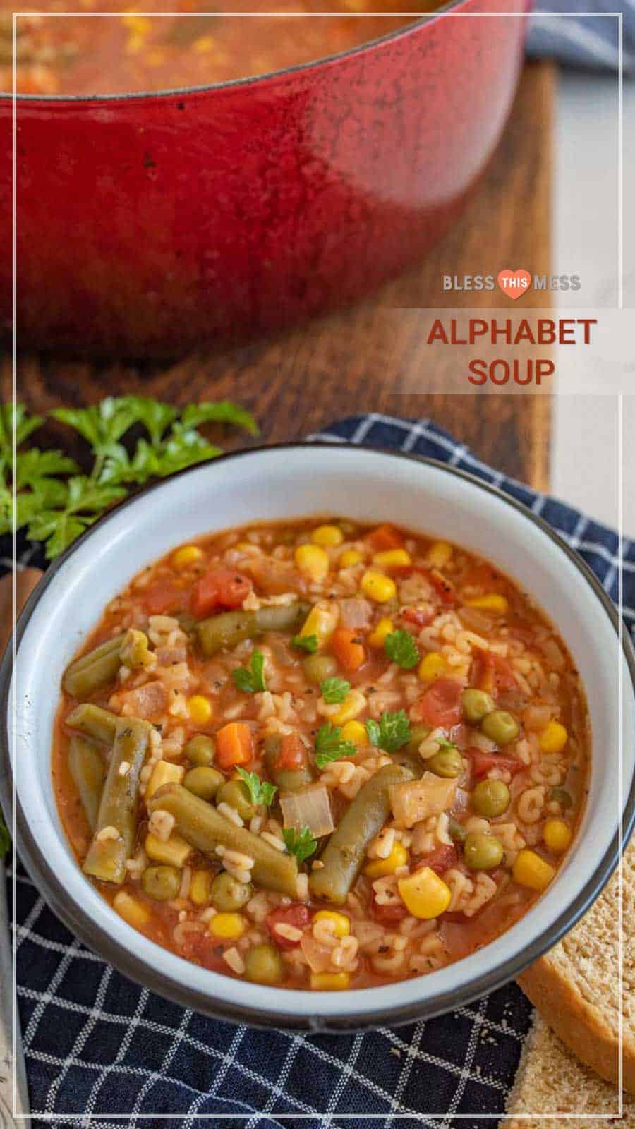 Healthy Alphabet Soup in bowl