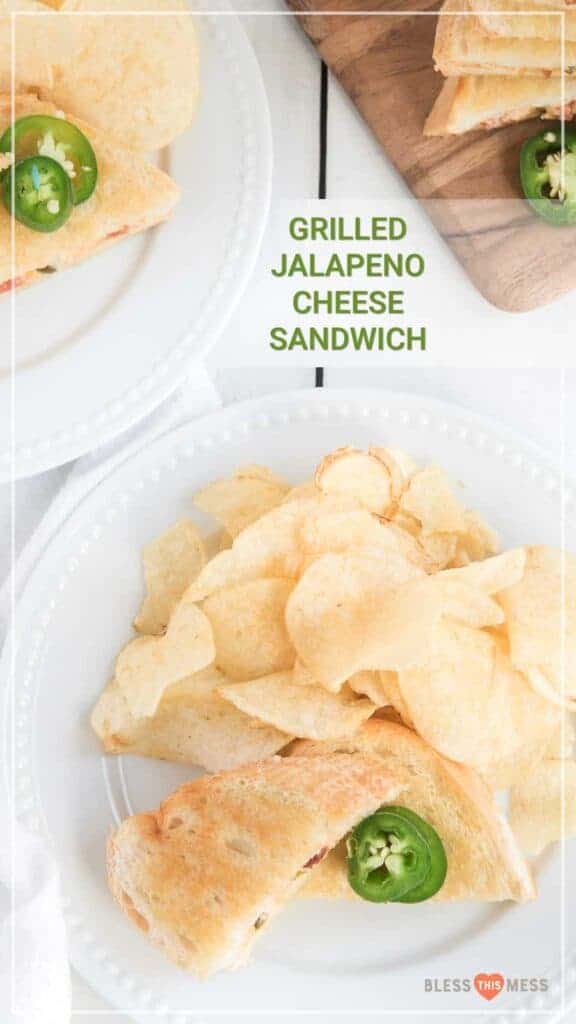 Jalepeno popper grilled cheese sandwich with potato chips