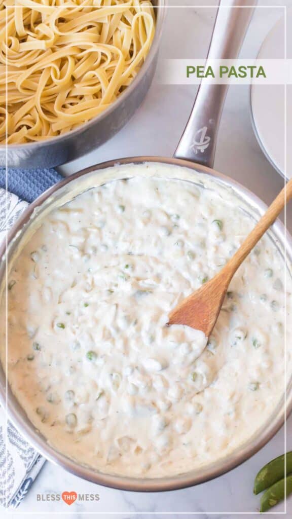 creamy bacon and pea pasta