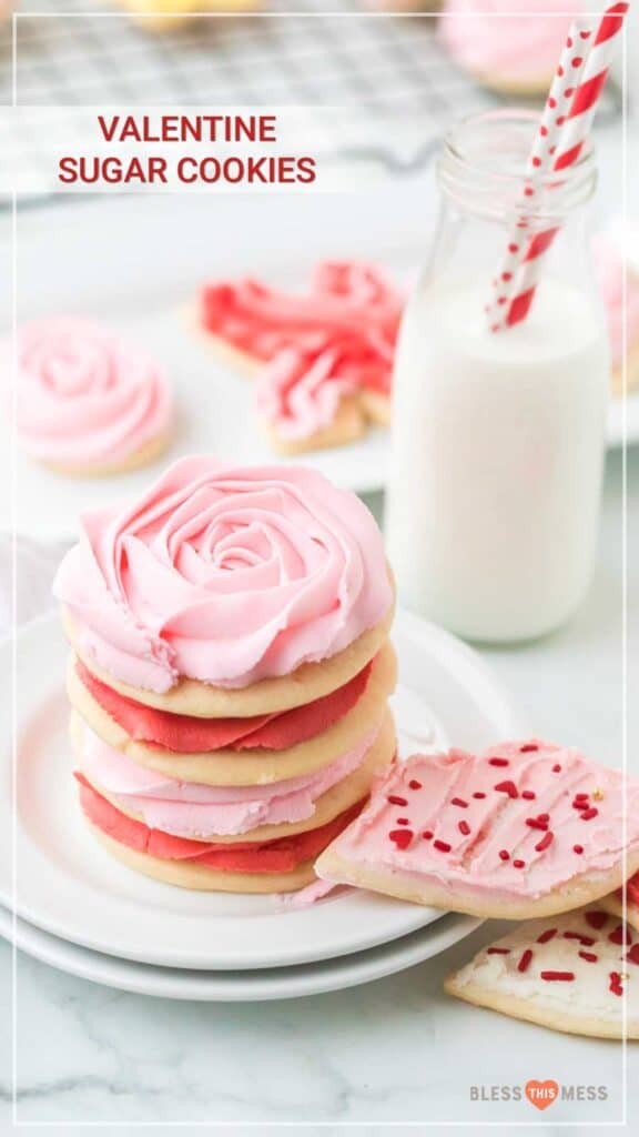 Who doesn't love celebrating the day of love with sweetly decorated and even better tasting Valentine's Day sugar cookies that are moist and decadent for all the loved ones who fill your life?! They are totally easy and totally fun to make with (or for) all the folks who fill your world with sunshine, warmth, and love on Valentine's Day or any day of the year! #sugarcookies #valentinesdaycookies #valentinesdaysugarcookies #easycookies #cookies #cookierecipe