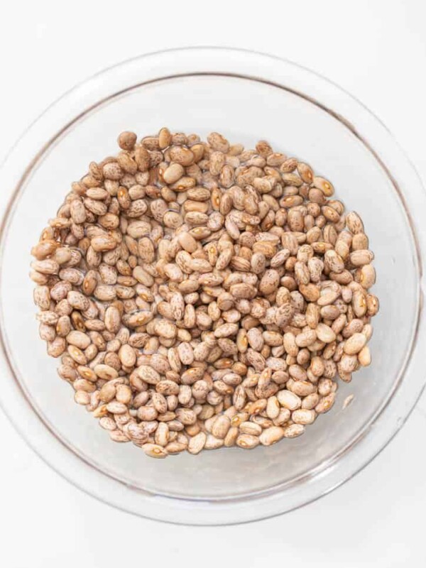 clear glass bowl of pinto beans