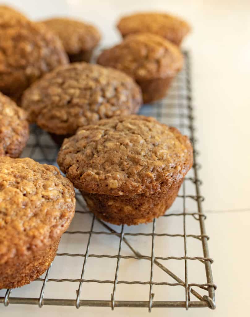 oatmeal muffins on a cooling rack