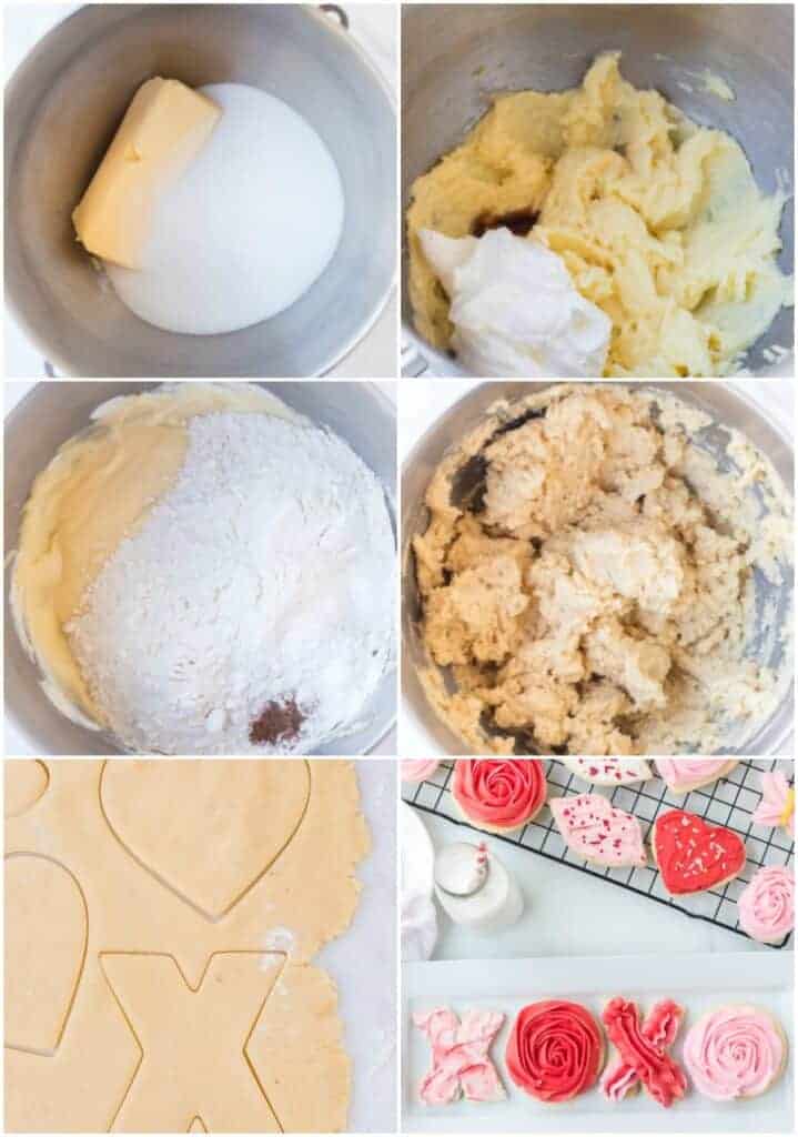 Valentine's sugar cookie recipe how to collage image