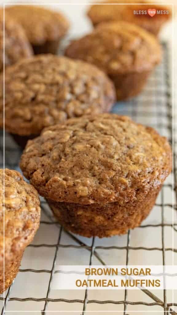 brown sugar muffins on cooling rack pin