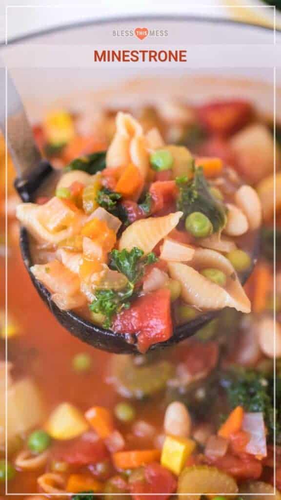 ladle of classic minestrone soup