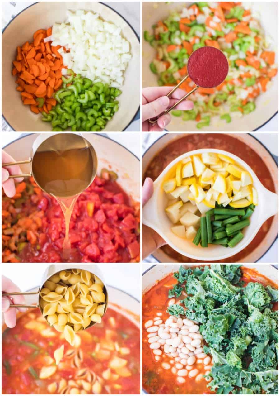 how to make minestrone soup collage image