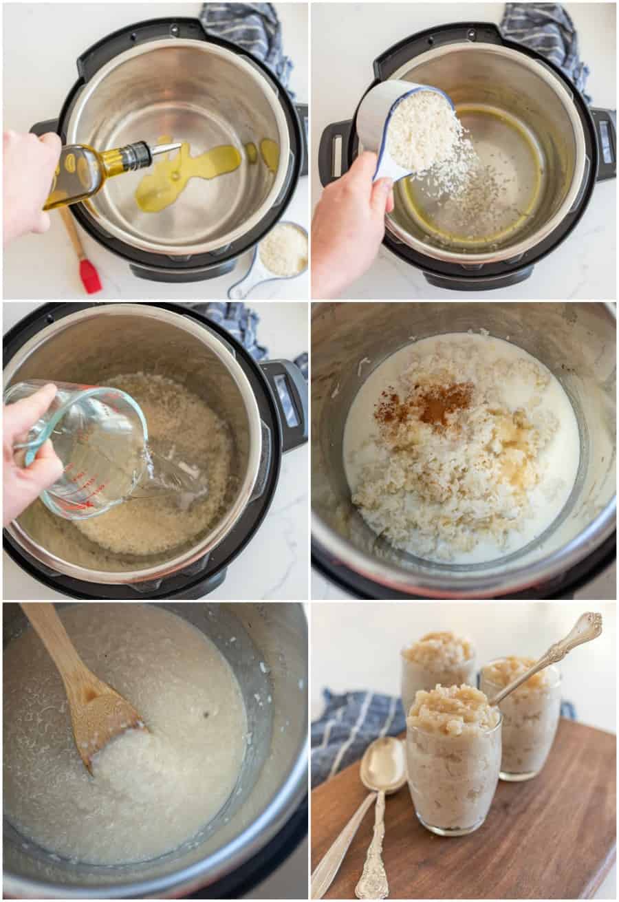 how to make rice pudding in an instant pot collage image