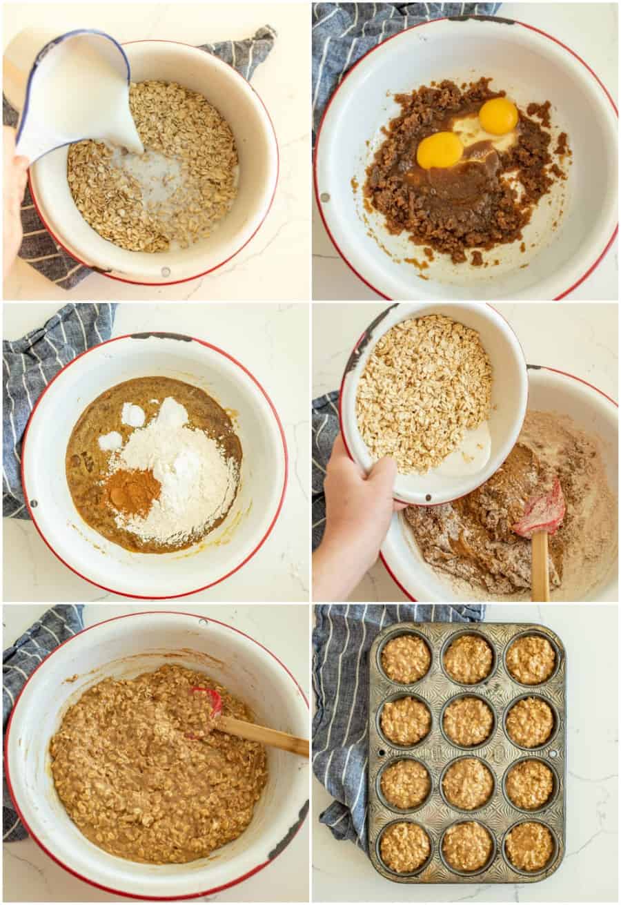how to make brown sugar oatmeal muffins collage image