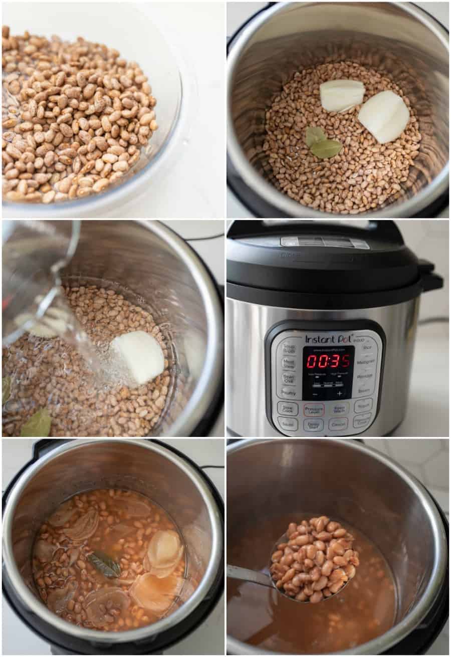 collage how to image of how to make pinto beans in an instant pot