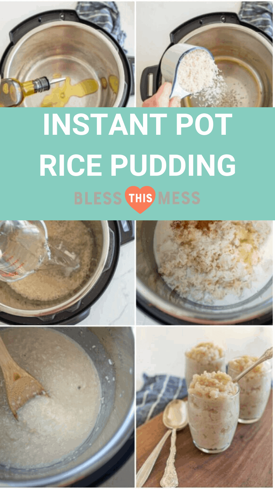 how to make rice pudding in the instant pot collage image