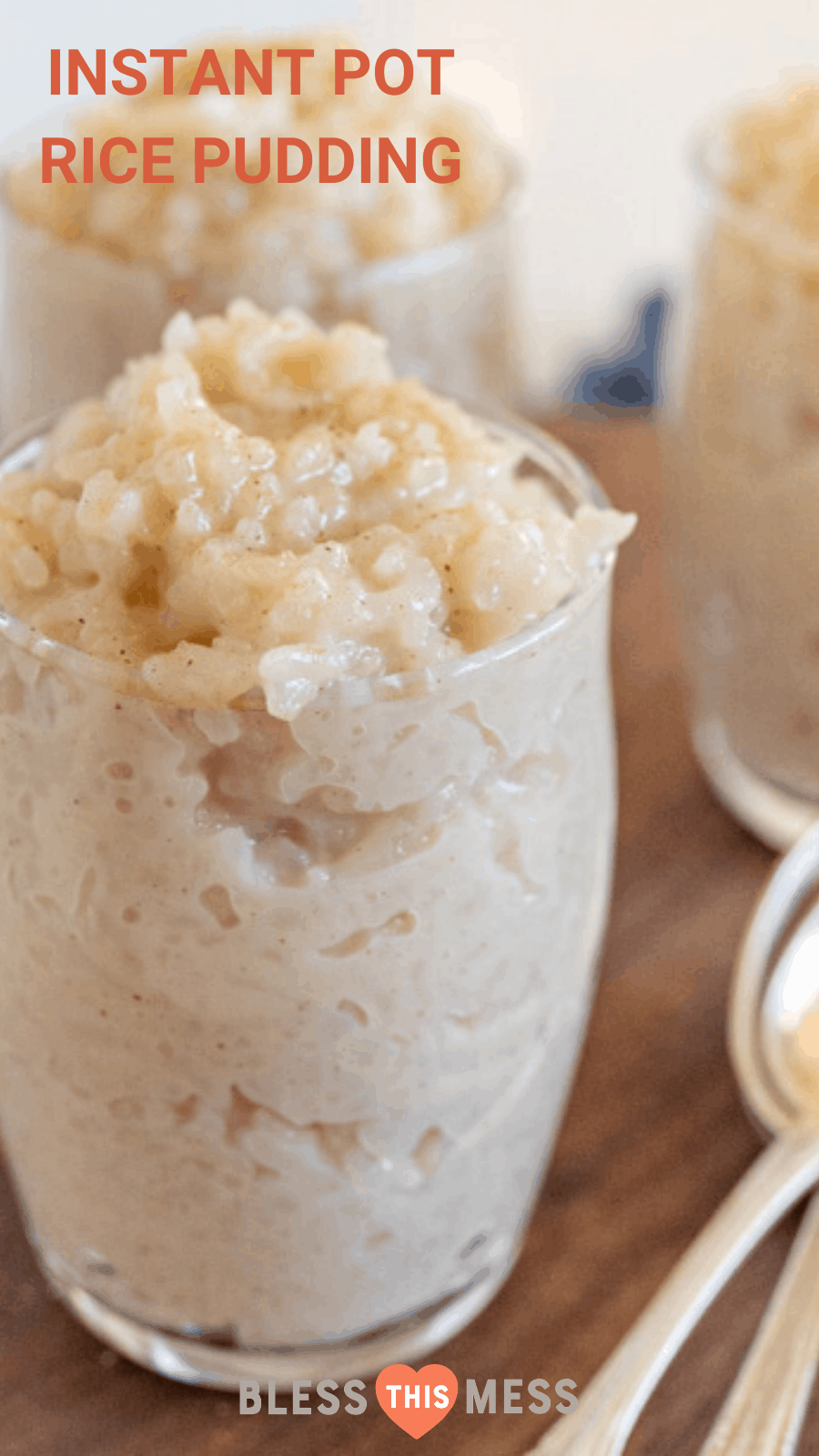 instant pot rice pudding in a glass pin image