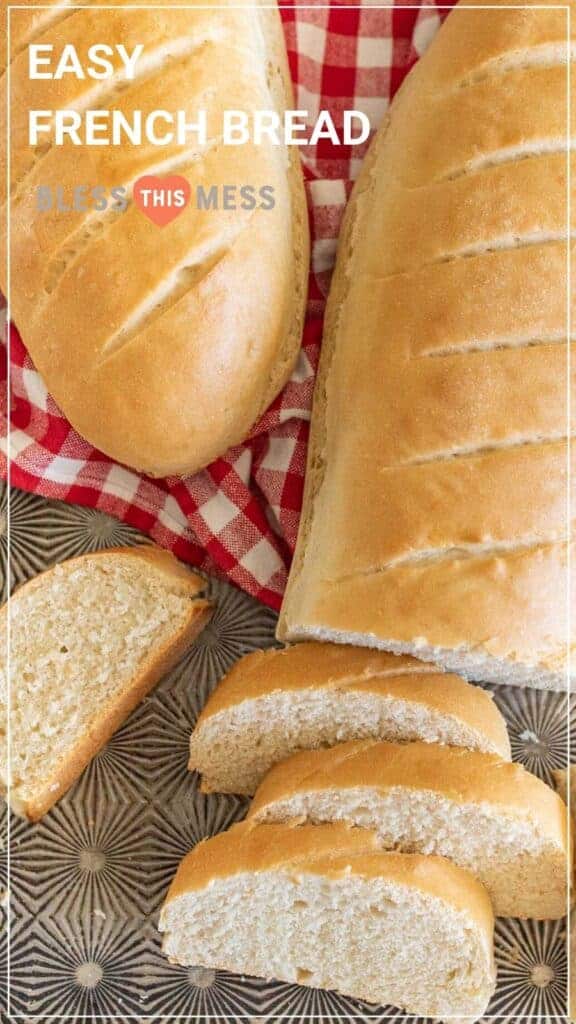 easy french bread loaf with slices pin