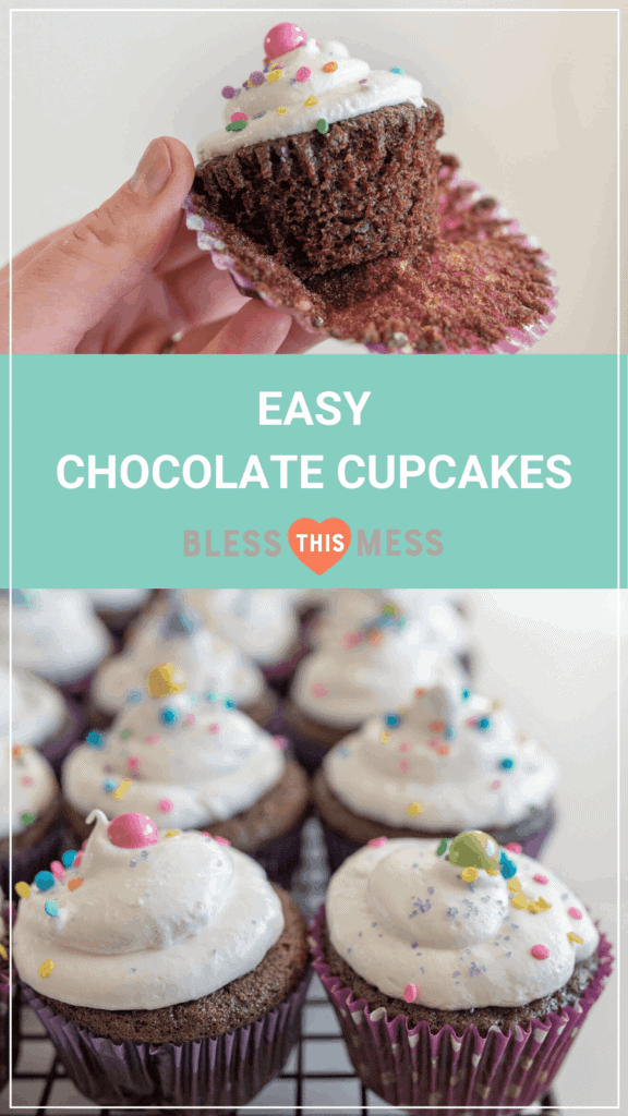 easy chocolate cupcakes recipe pin