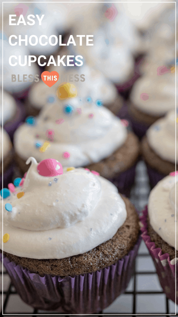 easy chocolate cupcakes recipe pin