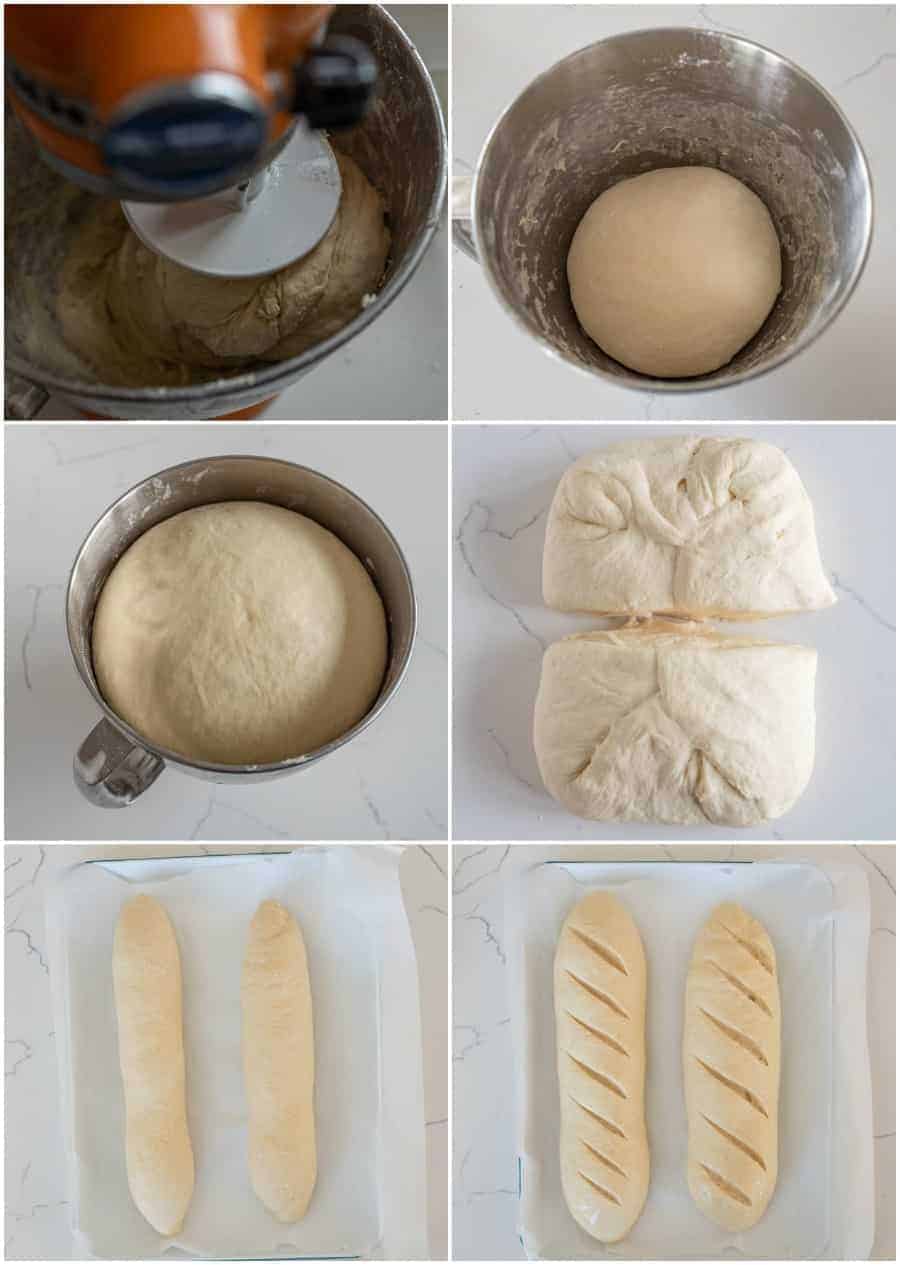 collage image of how to make homemade french bread