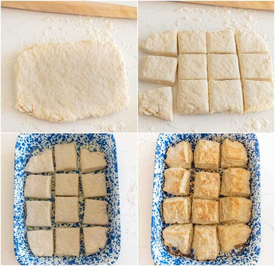 how to make quick sourdough biscuit dough collage image